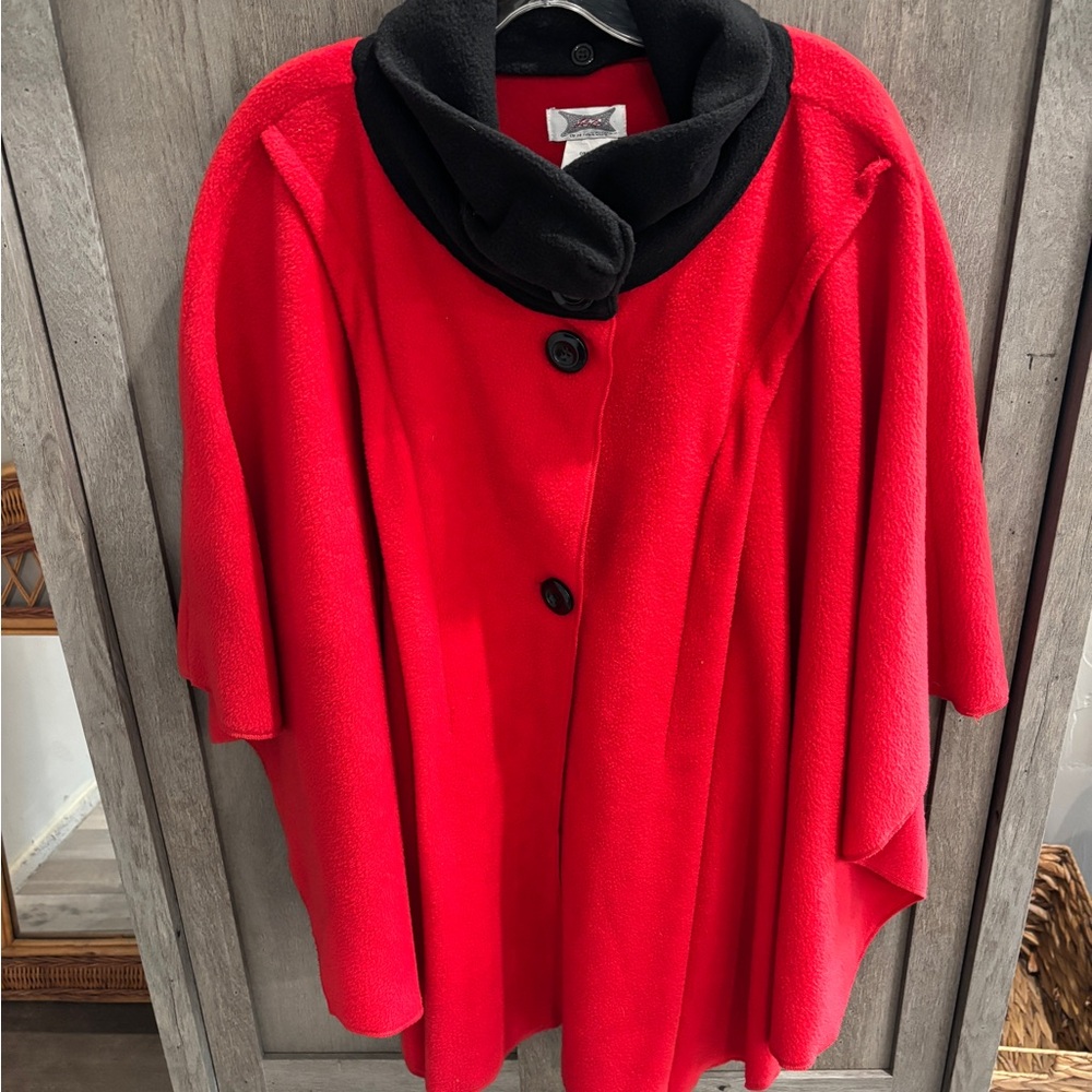 LollyZip Button Front Fleece Poncho